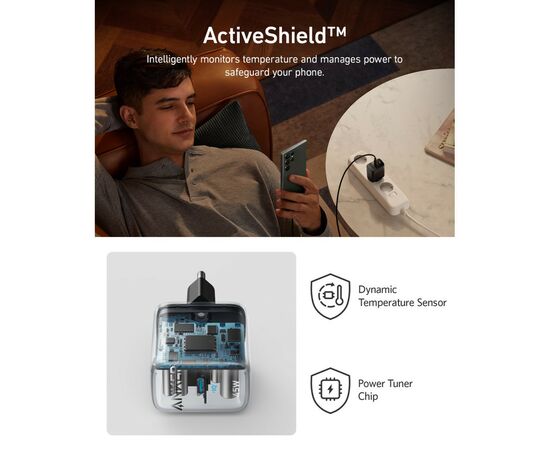 Зарядное устройство Anker PowerPort 313 - 45W PD + PPS USB-C Black (A2643G11), изображение 2 Зарядное устройство Anker PowerPort 313 - 45W PD + PPS USB-C Black (A2643G11), изображение 2