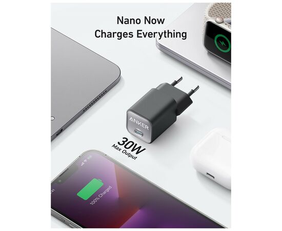 Зарядное устройство Anker PowerPort 511 Nano III - 30W USB-C White (A2147G21), изображение 2 Зарядное устройство Anker PowerPort 511 Nano III - 30W USB-C White (A2147G21), изображение 2