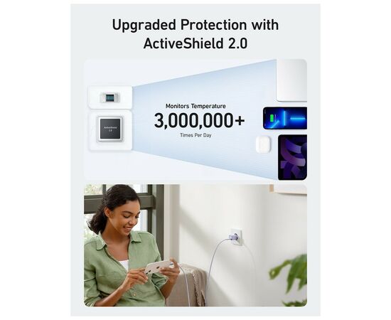 Зарядное устройство Anker PowerPort 511 Nano III - 30W USB-C White (A2147G21), изображение 3 Зарядное устройство Anker PowerPort 511 Nano III - 30W USB-C White (A2147G21), изображение 3