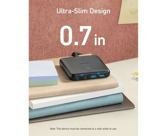 Зарядное устройство Anker PowerPort 543 Atom III Slim 4 - 65W 22xUSB-C PIQ3.0 (A2046G12), изображение 2 Зарядное устройство Anker PowerPort 543 Atom III Slim 4 - 65W 22xUSB-C PIQ3.0 (A2046G12), изображение 2