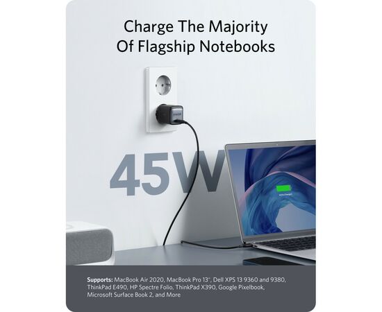 Зарядное устройство Anker PowerPort 713 Nano II - 45W USB-C GaN Black (A2664G11), изображение 2 Зарядное устройство Anker PowerPort 713 Nano II - 45W USB-C GaN Black (A2664G11), изображение 2
