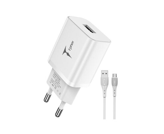 Зарядное устройство T-Phox TCC-124 Pocket USB + MicroUSB cable White (TCC-124 (W)+Micro)