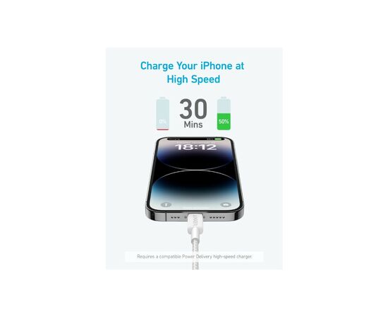 Дата кабель USB 2.0 AM to Lightning 0.9m 322 White Anker (A81B5H21/A81B5G21), изображение 4 Дата кабель USB 2.0 AM to Lightning 0.9m 322 White Anker (A81B5H21/A81B5G21), изображение 4