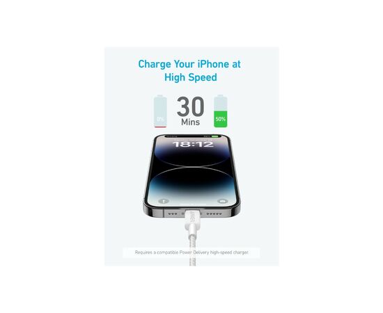 Дата кабель USB 2.0 AM to Lightning 1.8m 322 White Anker (A81B6H21), изображение 3 Дата кабель USB 2.0 AM to Lightning 1.8m 322 White Anker (A81B6H21), изображение 3