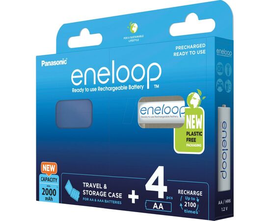 Аккумулятор Panasonic Eneloop AA 2000mAh NI-MH * 4 + Сase (BK-3MCDEC4BE), изображение 2 Аккумулятор Panasonic Eneloop AA 2000mAh NI-MH * 4 + Сase (BK-3MCDEC4BE), изображение 2