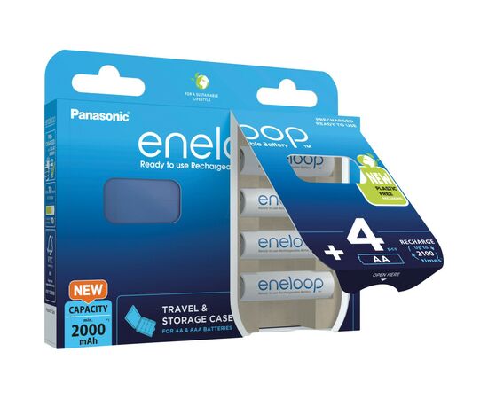 Аккумулятор Panasonic Eneloop AA 2000mAh NI-MH * 4 + Сase (BK-3MCDEC4BE), изображение 4 Аккумулятор Panasonic Eneloop AA 2000mAh NI-MH * 4 + Сase (BK-3MCDEC4BE), изображение 4