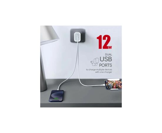 Зарядний пристрій Intaleo 12W Fast Charge 2USB 2.4A white (1283126578281), зображення 6 Зарядний пристрій Intaleo 12W Fast Charge 2USB 2.4A white (1283126578281), зображення 6