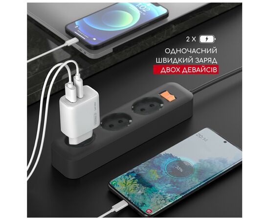Зарядний пристрій Intaleo 30W GAN USB-C PD+USB-A QC 3.0 white (1283126578274), зображення 6 Зарядний пристрій Intaleo 30W GAN USB-C PD+USB-A QC 3.0 white (1283126578274), зображення 6