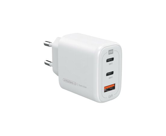Зарядний пристрій Intaleo 65W GAN 2USB-C PD+USB-A QC 3.0 white (1283126559525)