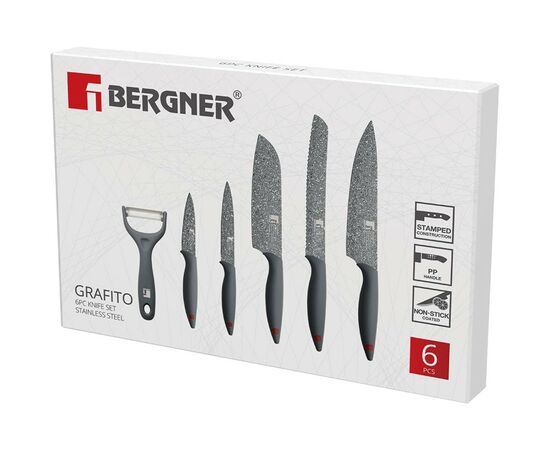 Набор ножей Bergner Star 6 предметів (BG-39325-GY), изображение 3 Набор ножей Bergner Star 6 предметів (BG-39325-GY), изображение 3