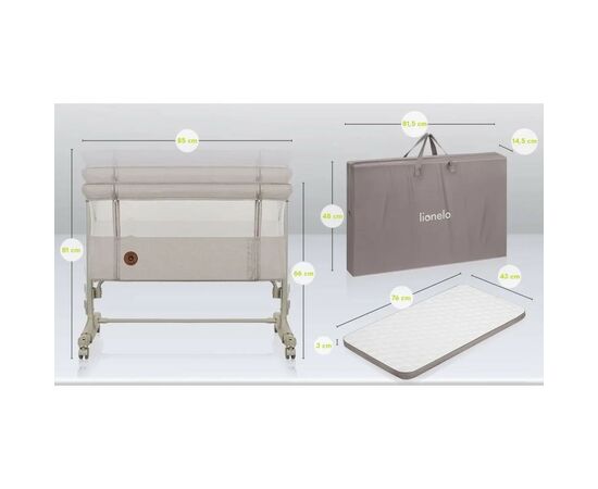 Кроватка Lionelo приставная Aurora Beige Sand (LO-AURORA BEIGE SAND), изображение 6