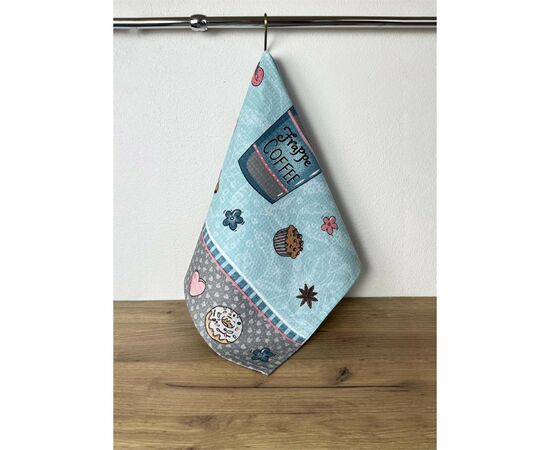 Полотенце Прованс вафельное Кофе бирюза 45х60 см (4823093452466), изображение 2