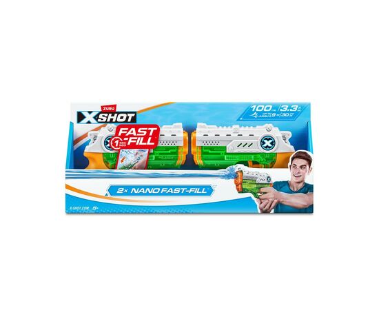 Игрушечное оружие Zuru X-Shot Warfare Набор водных бластеров Fast Fill Nano Double Pack (56334R), изображение 4 Игрушечное оружие Zuru X-Shot Warfare Набор водных бластеров Fast Fill Nano Double Pack (56334R), изображение 4