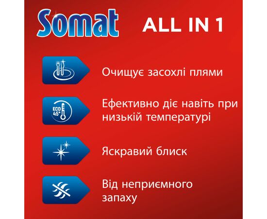 Таблетки для посудомоечных машин Somat All in 1 48 шт. (9000101591668), изображение 2 Таблетки для посудомоечных машин Somat All in 1 48 шт. (9000101591668), изображение 2