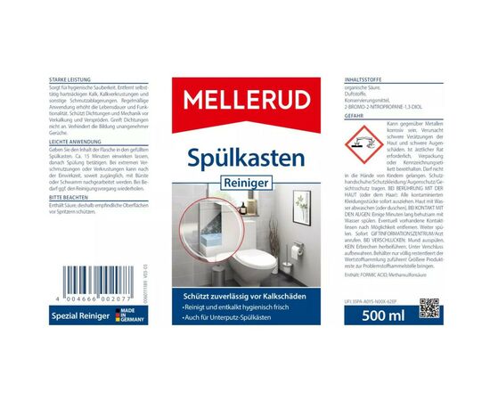 Жидкость для чистки ванн Mellerud Для чистки инсталляций и смывного бачка 500 мл (4004666002077), изображение 5 Жидкость для чистки ванн Mellerud Для чистки инсталляций и смывного бачка 500 мл (4004666002077), изображение 5