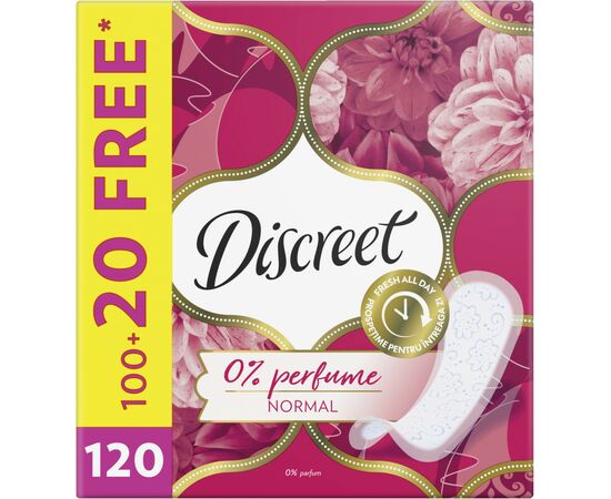Ежедневные прокладки Discreet Normal Без запаха 120 шт. (8700216234269), изображение 2 Ежедневные прокладки Discreet Normal Без запаха 120 шт. (8700216234269), изображение 2