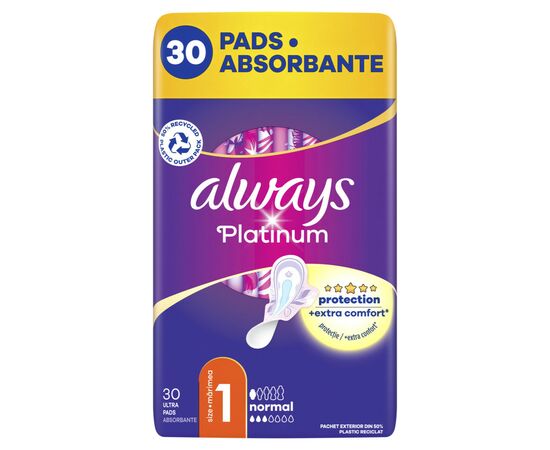 Гигиенические прокладки Always Platinum Normal Размер 1 30 шт. (8001841913803), изображение 2 Гигиенические прокладки Always Platinum Normal Размер 1 30 шт. (8001841913803), изображение 2