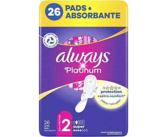 Гигиенические прокладки Always Platinum Super Размер 2 26 шт. (8001841913841), изображение 2 Гигиенические прокладки Always Platinum Super Размер 2 26 шт. (8001841913841), изображение 2