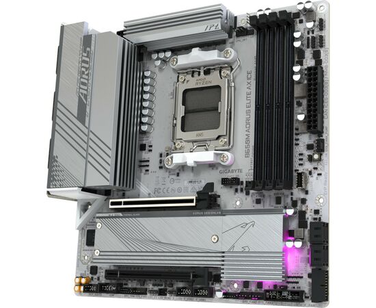 Материнская плата GIGABYTE B650M AORUS ELITE AX ICE (B650M A ELITE AX ICE), изображение 3 Материнская плата GIGABYTE B650M AORUS ELITE AX ICE (B650M A ELITE AX ICE), изображение 3