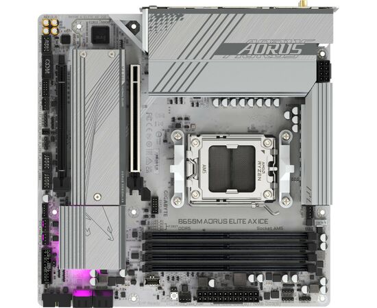 Материнская плата GIGABYTE B650M AORUS ELITE AX ICE (B650M A ELITE AX ICE), изображение 4 Материнская плата GIGABYTE B650M AORUS ELITE AX ICE (B650M A ELITE AX ICE), изображение 4