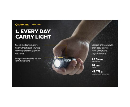 Фонарь Armytek Prime C1 Pro Marnet USB Warm (F07901W), изображение 7 Фонарь Armytek Prime C1 Pro Marnet USB Warm (F07901W), изображение 7
