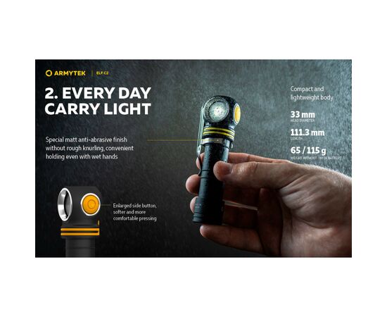Фонарь Armytek ELF C2 Micro-USB White (F05102C), изображение 12 Фонарь Armytek ELF C2 Micro-USB White (F05102C), изображение 12