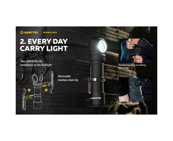 Фонарь Armytek Wizard C2 WUV White & Ultraviolet (F08901UF), изображение 10 Фонарь Armytek Wizard C2 WUV White & Ultraviolet (F08901UF), изображение 10
