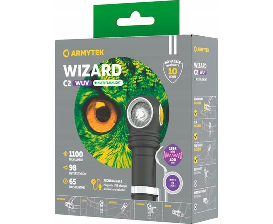 Фонарь Armytek Wizard C2 WUV White & Ultraviolet (F08901UF), изображение 7 Фонарь Armytek Wizard C2 WUV White & Ultraviolet (F08901UF), изображение 7