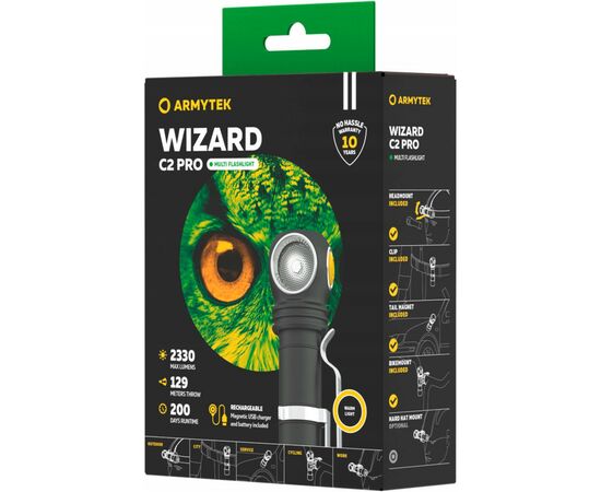 Фонарь Armytek Wizard C2 Pro Marnet USB Warm (F08701W), изображение 9 Фонарь Armytek Wizard C2 Pro Marnet USB Warm (F08701W), изображение 9