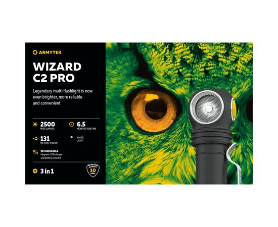 Фонарь Armytek Wizard C2 Pro Marnet USB White (F08701C), изображение 10 Фонарь Armytek Wizard C2 Pro Marnet USB White (F08701C), изображение 10