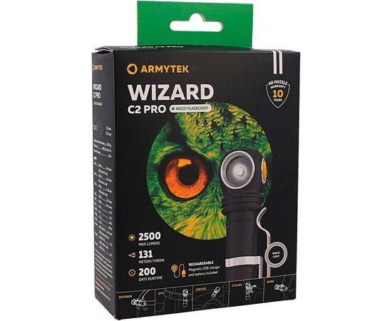 Фонарь Armytek Wizard C2 Pro Marnet USB White (F08701C), изображение 9 Фонарь Armytek Wizard C2 Pro Marnet USB White (F08701C), изображение 9