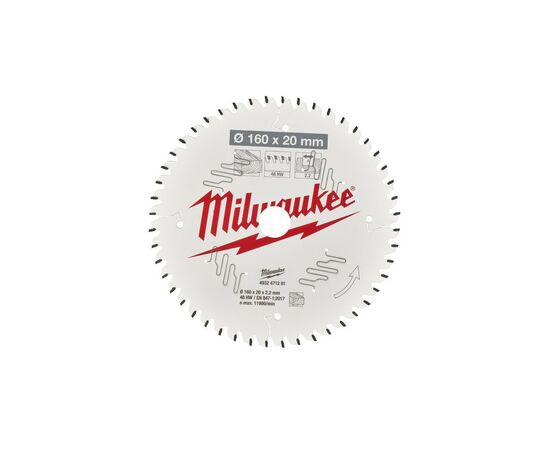 Диск пильный Milwaukee пильный PFTE 160х20х2,2мм, 48 зуб. (4932471291), изображение 2 Диск пильный Milwaukee пильный PFTE 160х20х2,2мм, 48 зуб. (4932471291), изображение 2
