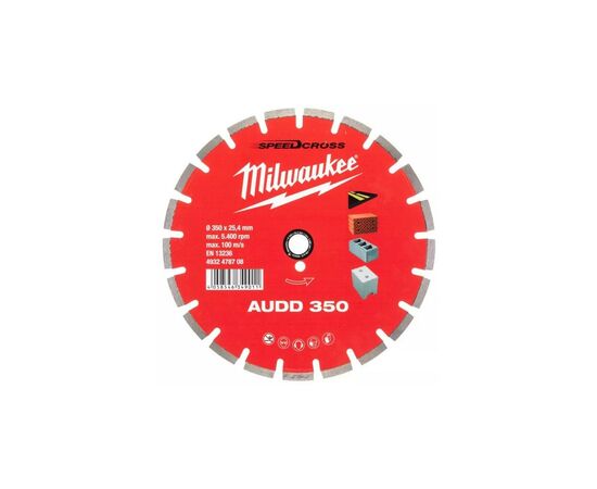 Круг відрізний Milwaukee алмазний AUDD350 для бетону, каменю, цегли (4932478708)