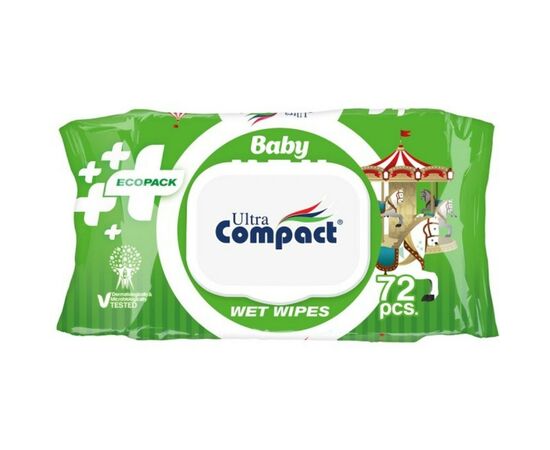 Дитячі вологі серветки Ultra Compact Ecopack 72 шт з клапаном (8697420534714)