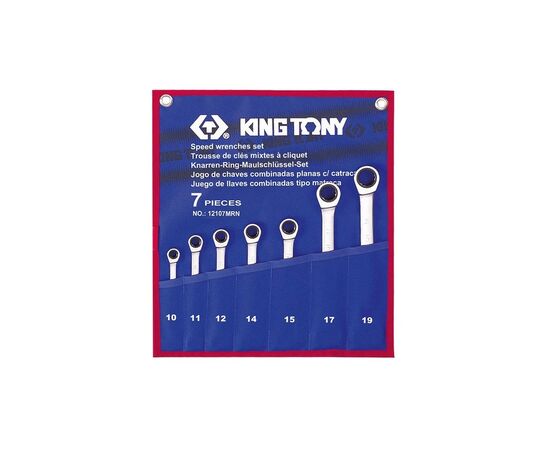 Ключ KING TONY комбинированный с трещоткой 7 шт., 10-19 мм (12107MRN)
