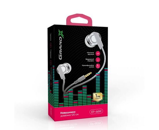 Наушники Grand-X EP-66W White (EP-66W), изображение 2 Наушники Grand-X EP-66W White (EP-66W), изображение 2