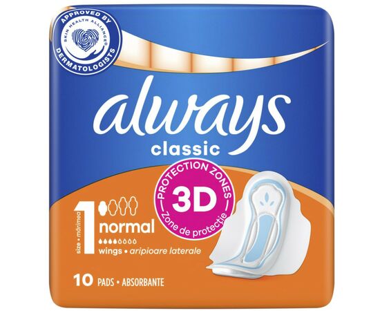 Гигиенические прокладки Always Classic Normal Размер 1 10 шт. (4015400259275), изображение 2 Гигиенические прокладки Always Classic Normal Размер 1 10 шт. (4015400259275), изображение 2