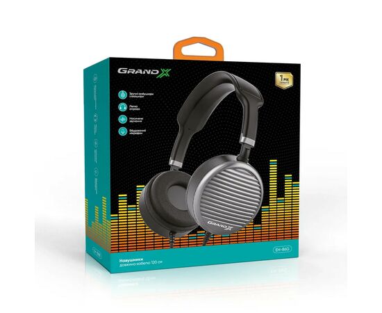 Наушники Grand-X EH-86G Grey (EH-86G), изображение 2 Наушники Grand-X EH-86G Grey (EH-86G), изображение 2