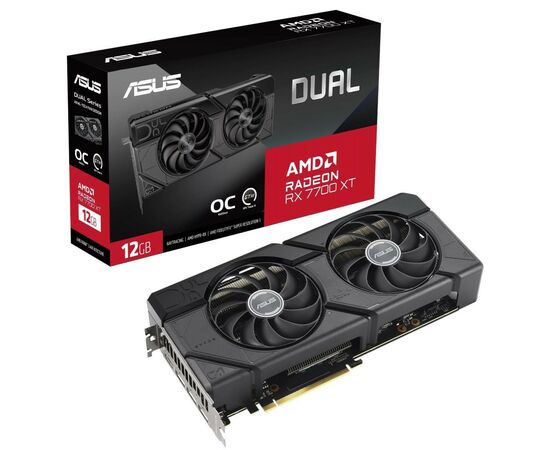 Видеокарта ASUS Radeon RX 7700 XT 12Gb DUAL OC (DUAL-RX7700XT-O12G), изображение 2 Видеокарта ASUS Radeon RX 7700 XT 12Gb DUAL OC (DUAL-RX7700XT-O12G), изображение 2