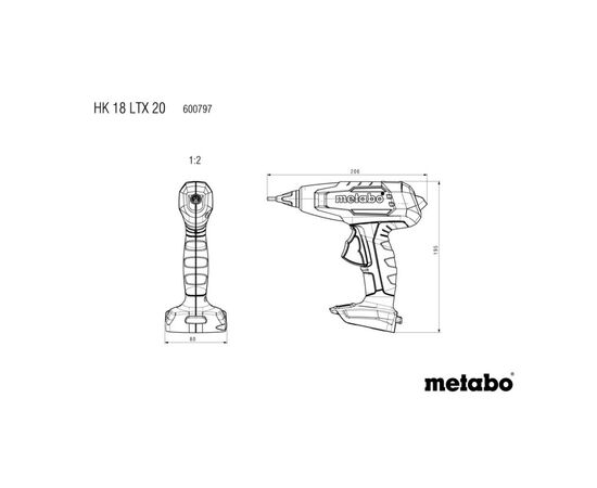 Клеевой пистолет Metabo HK 18 LTX 20, 18В, стержни 11мм, подача 20г/мин (без АКБ и ЗУ) (600797850), изображение 10 Клеевой пистолет Metabo HK 18 LTX 20, 18В, стержни 11мм, подача 20г/мин (без АКБ и ЗУ) (600797850), изображение 10
