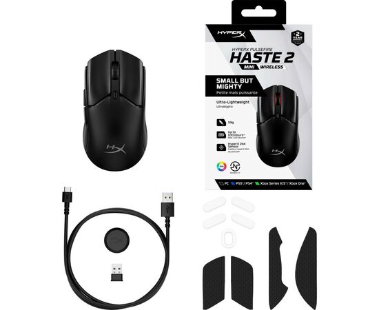 Мышка HyperX Pulsefire Haste 2 Mini Wireless Black (7D388AA), изображение 7 Мышка HyperX Pulsefire Haste 2 Mini Wireless Black (7D388AA), изображение 7