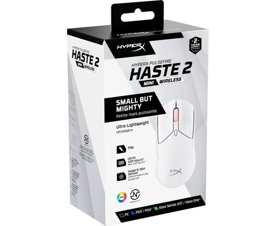 Мышка HyperX Pulsefire Haste 2 Mini Wireless White (7D389AA), изображение 9 Мышка HyperX Pulsefire Haste 2 Mini Wireless White (7D389AA), изображение 9