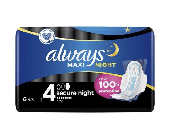 Гигиенические прокладки Always Maxi Secure Night Размер 4 6 шт. (8006540538258), изображение 2 Гигиенические прокладки Always Maxi Secure Night Размер 4 6 шт. (8006540538258), изображение 2