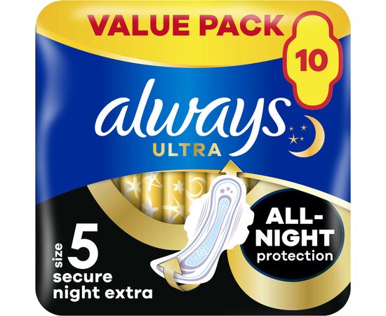 Гигиенические прокладки Always Ultra Secure Night Extra Размер 5 10 шт. (8006540093849)