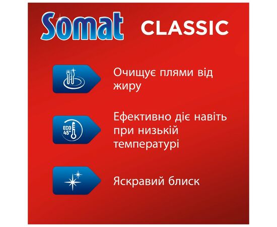Таблетки для посудомийних машин Somat Classic 50 шт. (9000101577402), зображення 3 Таблетки для посудомийних машин Somat Classic 50 шт. (9000101577402), зображення 3