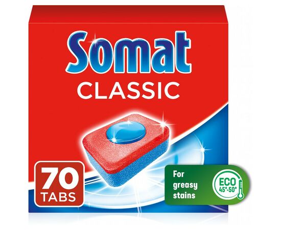 Таблетки для посудомоечных машин Somat Classic 70 шт. (9000101577280), изображение 2 Таблетки для посудомоечных машин Somat Classic 70 шт. (9000101577280), изображение 2