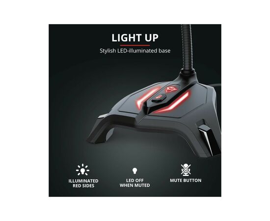 Мікрофон Trust GXT 215 Zabi LED-Illuminated USB Gaming Black (23800), зображення 7 Мікрофон Trust GXT 215 Zabi LED-Illuminated USB Gaming Black (23800), зображення 7