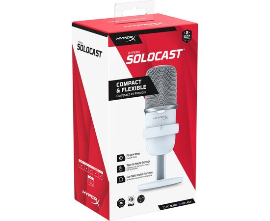 Мікрофон HyperX SoloCast White (519T2AA), зображення 8 Мікрофон HyperX SoloCast White (519T2AA), зображення 8