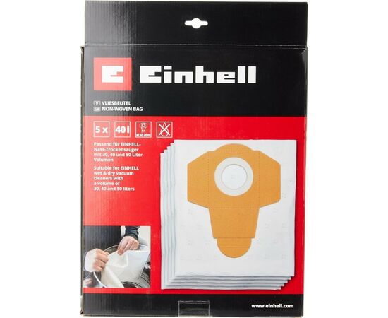 Мешок для пылесоса Einhell синтетический к моделям 30-50л, 5шт (2351195), изображение 3 Мешок для пылесоса Einhell синтетический к моделям 30-50л, 5шт (2351195), изображение 3