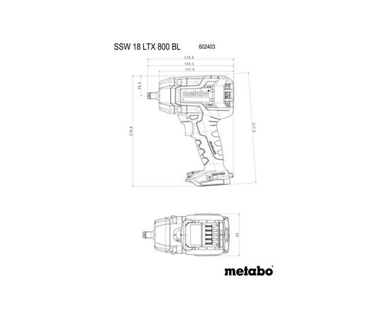 Гайковерт Metabo SSSW 18 LTX 800 BL, 18В, 1200Нм, М24, 0-2575об/мин (без АКБ и ЗУ) (602403850), изображение 2 Гайковерт Metabo SSSW 18 LTX 800 BL, 18В, 1200Нм, М24, 0-2575об/мин (без АКБ и ЗУ) (602403850), изображение 2